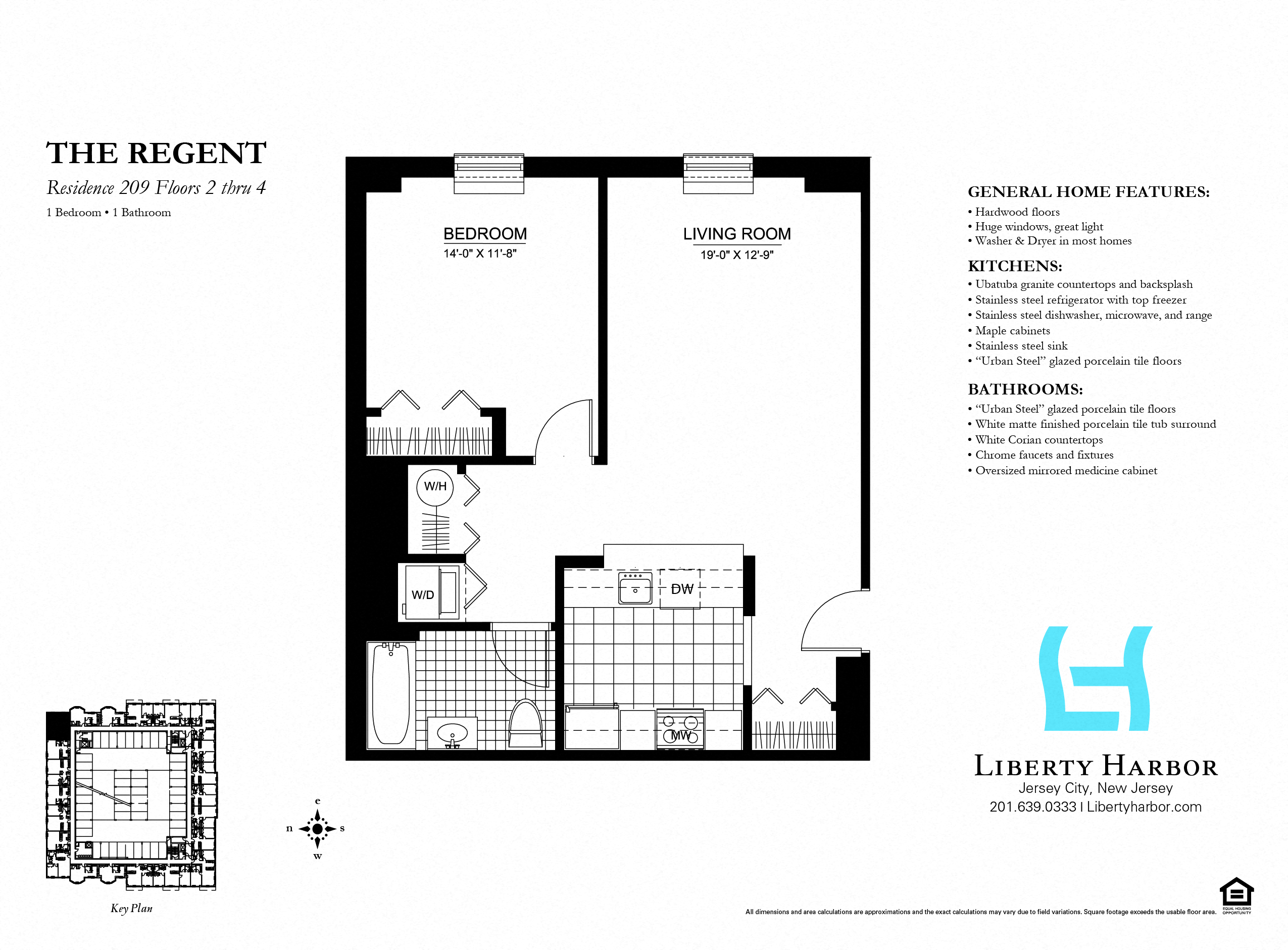 Floor plan for 1 bed, 1 bath, 785 sqft